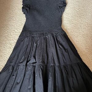 Elan Black Mini Dress with Tiered Skirt